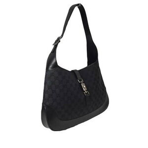 Gucci Shoulder Bag GG Canvas Locking Zipper Black